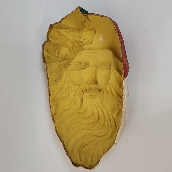 Vtg Large Paper Mache Santa Face Wall Hanging, Display - Picture 6 of 13